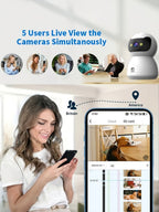 Cámara WiFi de doble banda 5G, monitoreo de seguridad sin varillas para el hogar 1080P - Cámara de seguridad con alarma y seguimiento giratorio de 355° con visión nocturna, control remoto por smartphone, un buen asistente de hogar para uso en interiores,