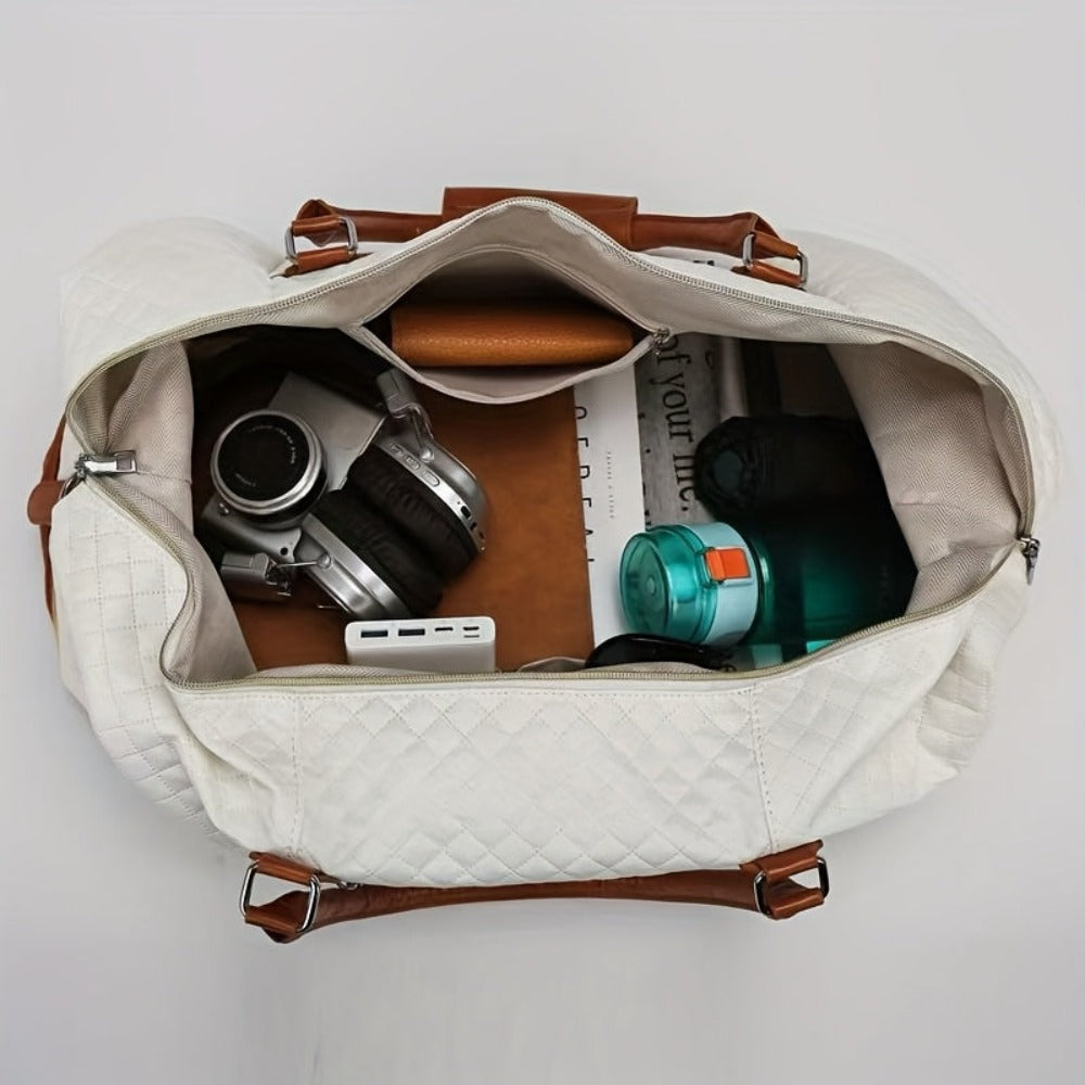 Un elegante conjunto de bolsas de viaje con una maleta de mano espaciosa, que incluye una bandolera y un estuche de tocador