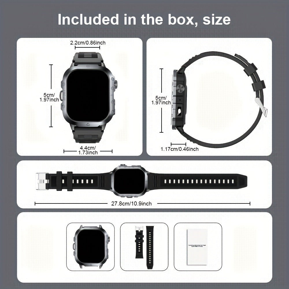 GWENLAND 2025 Smartwatch Estilo Deportivo - Pantalla de 2.2.54cm, Llamada Inalámbrica, Modos Multi-Deporte, Notificación de Mensajes, Foto Remota, Control de Música, Cuerpo de Aleación, Recargable por USB, Regalo Ideal para Entusiastas de la Aventura al A