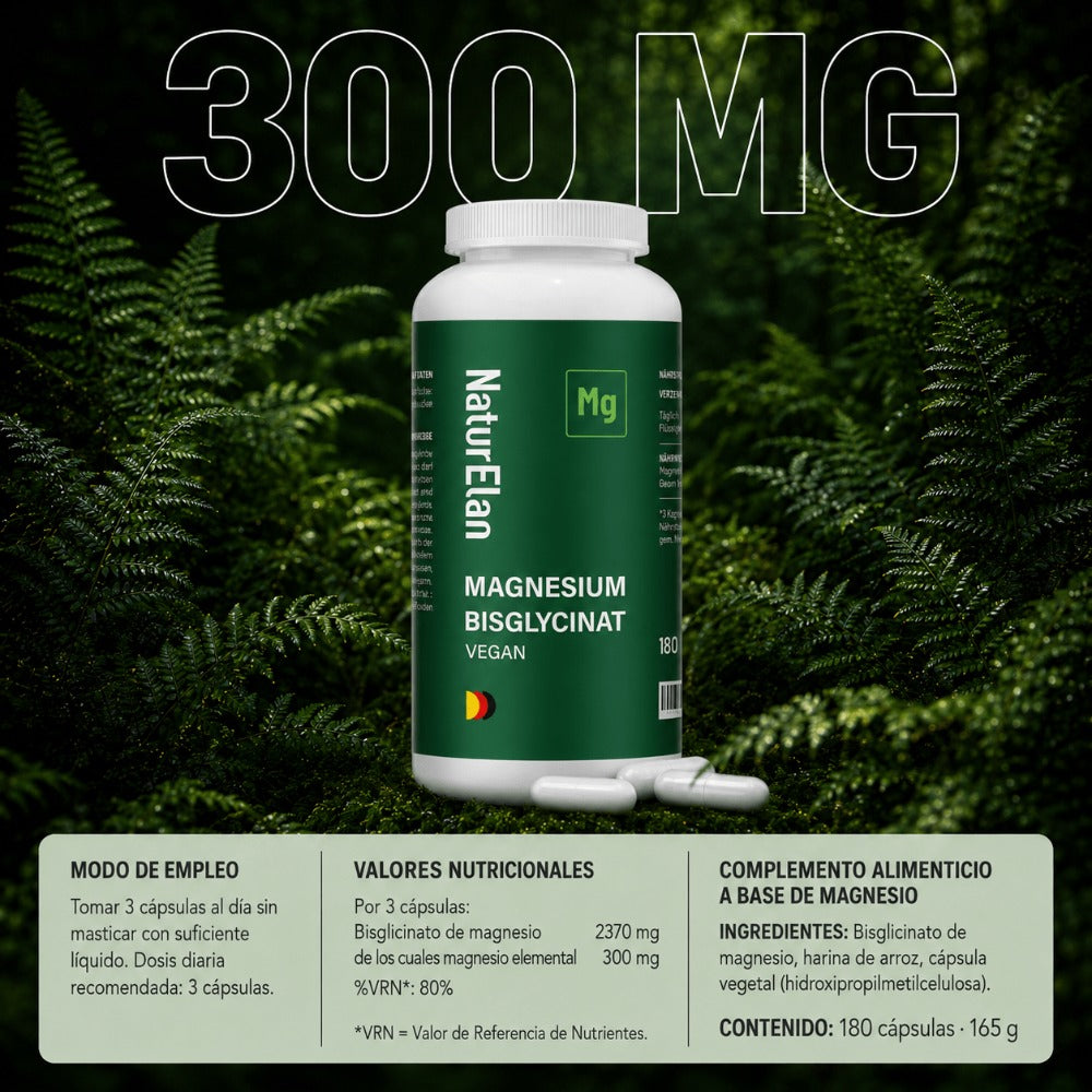 Cápsulas de Bisglicinato de Magnesio - 180 Cápsulas, 770Mg de Glicinato de Magnesio por Cápsula, de los cuales 100Mg de Magnesio Elemental, Vegano, Producido en Alemania