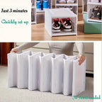 Cajas de zapatos apilables, contenedores de almacenamiento de plástico grueso de 6/9 niveles – Estante de zapatos plegable y abatible con diseño de tapa abatible, no requiere montaje, diseño vertical que ahorra espacio, apto para zapatillas/botas/tacones