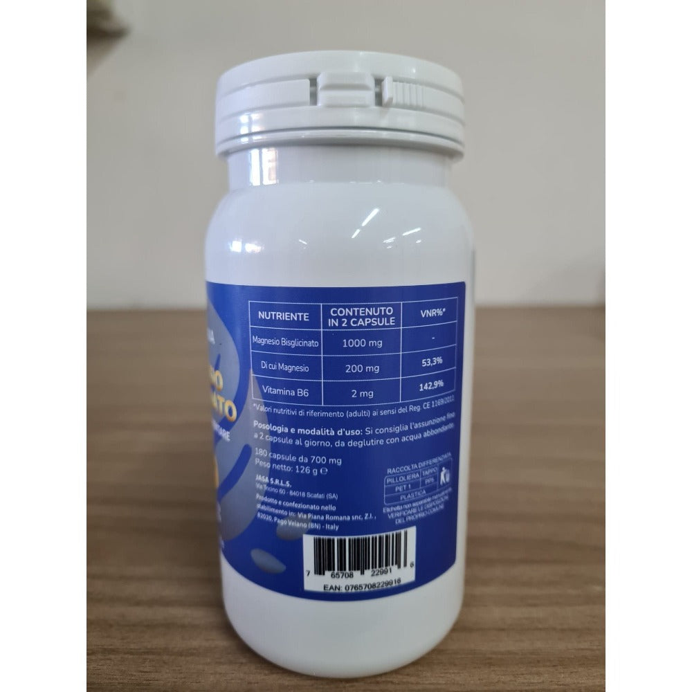 Bisglicinato de magnesio con vitamina B6 - Suplemento hecho en Italia - Complejo prémium