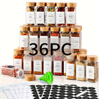 15/24/36 frascos para especias con papel de etiqueta y tapa, 4 oz, botellas vacías para especias con embudo plegable, recipientes de vidrio para condimentos, frascos de almacenamiento, accesorios de cocina para restaurantes comerciales, frascos para condi