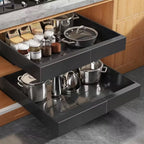 1 unidad de cajón telescópico, estantes de almacenamiento extraíbles y expandibles, ancho ajustable (31.5-52 cm), no requiere perforación para la instalación, adecuado para película adhesiva, diseñado para gabinetes de cocina y baño