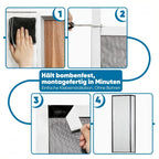 Cortina mosquitera magnética de fibra de vidrio contra arañazos de gatos, protección contra insectos para apertura lateral, mosquitera magnética para puerta de balcón, fácil instalación, sin taladrar, 85x200cm, negra