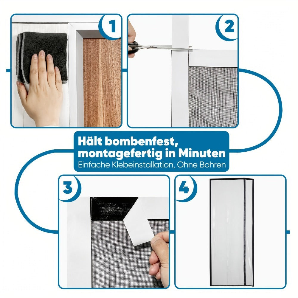 Cortina mosquitera magnética de fibra de vidrio contra arañazos de gatos, protección contra insectos para apertura lateral, mosquitera magnética para puerta de balcón, fácil instalación, sin taladrar, 85x200cm, negra