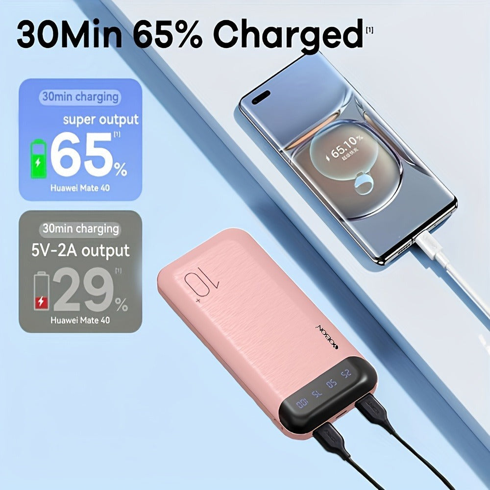 Paquete de 2 baterías externas, banco de poder de 22,5 vatios y 10000 mAh, cargador portátil con carga rápida LED, compatible con teléfonos inteligentes, tabletas, etc.