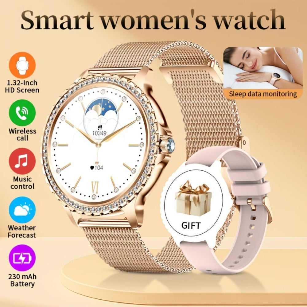 SIEMORL Smartwatch para Mujer con Pantalla Táctil Completa de 1.32 pulgadas, Smartwatch con Llamada Inalámbrica, Rastreador de Actividad Física con 20 Modos Deportivos, Diales Exclusivos, Relojes Inteligentes Impermeables para iPhone Android, Pulsera Depo