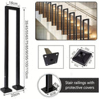 Pasamanos para escaleras interiores y exteriores, barandilla en U, barandilla de metal, pasamanos de escalera en forma de U, pasamanos de escalera para barandilla de balcón, negro.