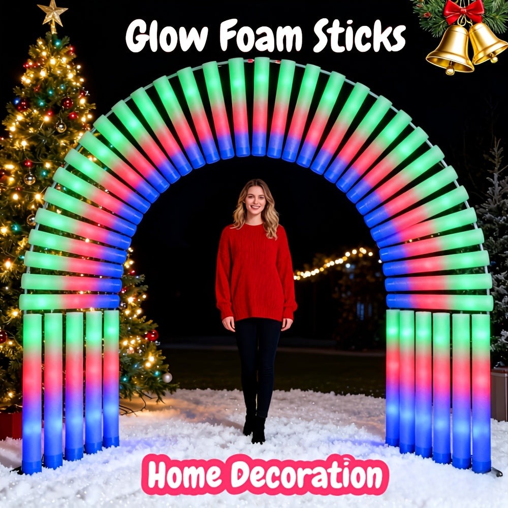 100 Barras Luminosas de Espuma para Recuerdos de Fiesta, 3 Modos de Destello para Barras de Espuma LED, Brillo para Suministros de Fiesta, Perfecto para Decoración del Hogar, Decoración Exterior, Boda para Fiesta, Cumpleaños