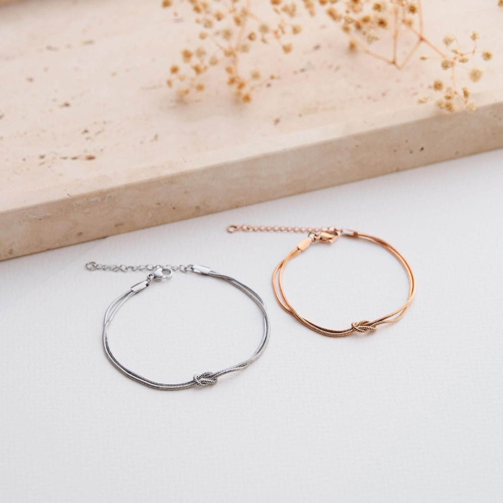 Pulsera Nudo de Amor Infinito, Pulsera Delicada para Parejas, Pulsera de Amistad, Pulsera de Serpiente Redonda, Ideal como Regalo para Cumpleaños o Día de San Valentín