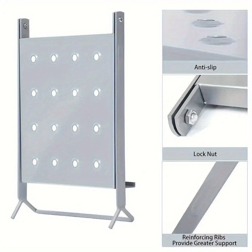 Accesorio de plataforma de herramientas de escalera de metal de alta resistencia - Estante de trabajo antideslizante y bandeja de herramientas con múltiples soportes de herramientas, altura ajustable, 350mm x 300mm x 60mm, 10,5" x 11,5" x 2,3" para electr
