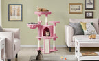 Costoffs Árbol para gatos de 107 cm con plataforma de observación, cueva para gatos, 5 postes de sisal, cueva de descanso, rascador y bola de felpa colgante, mueble para gatos
