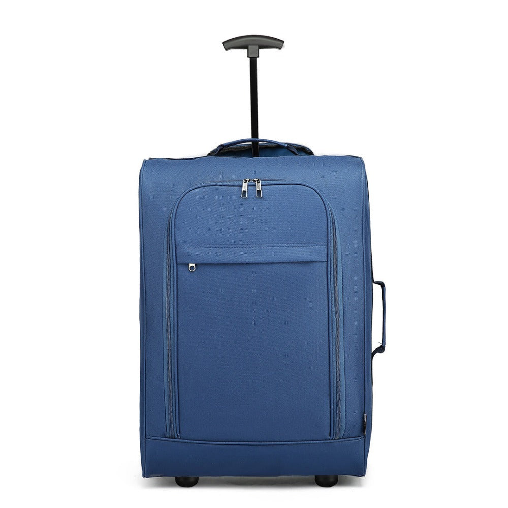 Maleta de cabina ligera tipo trolley, equipaje de mano, maleta blanda, maleta pequeña para equipaje de mano de avión para Lufthansa, Eurowings, Ryanair, maleta con ruedas tipo trolley de tela, 53 x 36 x 18 cm, azul, regalo de vuelta al cole y de vacacione