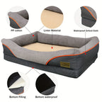 Cama para perros | Cama para perros de espuma viscoelástica L/XL/XXL/XXXL, sofá ortopédico y para mascotas, cojín con respaldo lavable con