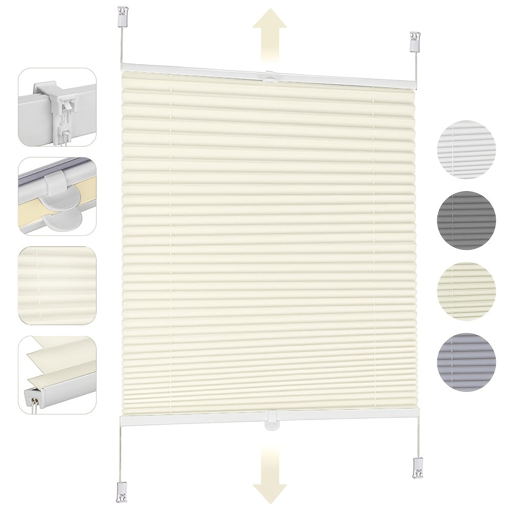 Estor enrollable | Persianas opacas plisadas con cordón Sekey para cubrir ventanas - Instalación sin taladro, estores enrollables de bloqueo con