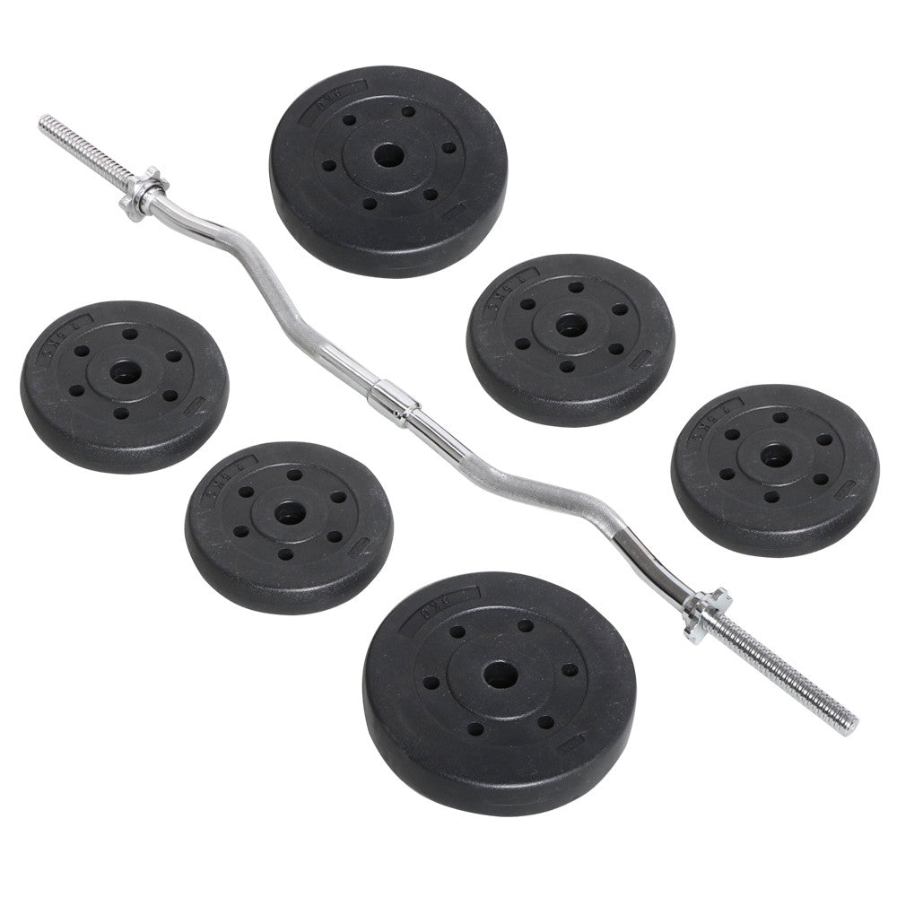 Juego de pesas Sz-Barbell Set Curlset 20/25/30 Kg, juego de barra larga con 6 discos, Sz-Bar para entrenamiento de fuerza, barra de curl con pesas