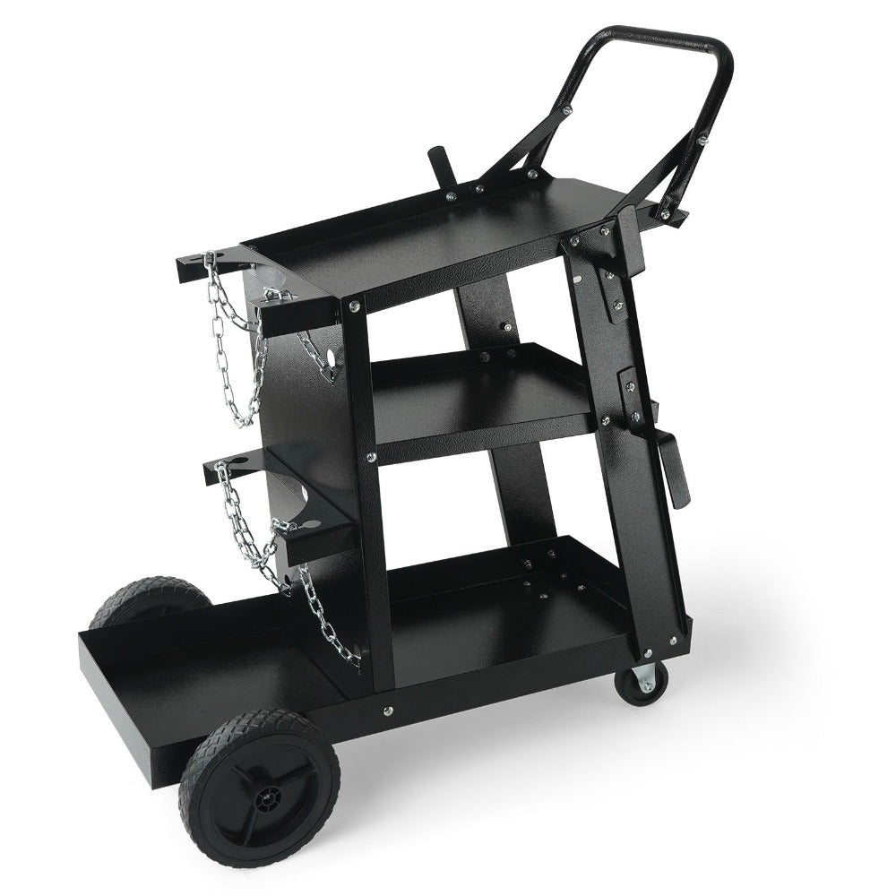Carro para soldar VEVOR de 3 niveles con gran capacidad de carga de 400 libras, ruedas giratorias de 360°, cadenas de seguridad para almacenamiento de tanques, carro para soldar MIG con ruedas para máquinas de soldar TIG, ARC, MMA y cortadoras de plasma
