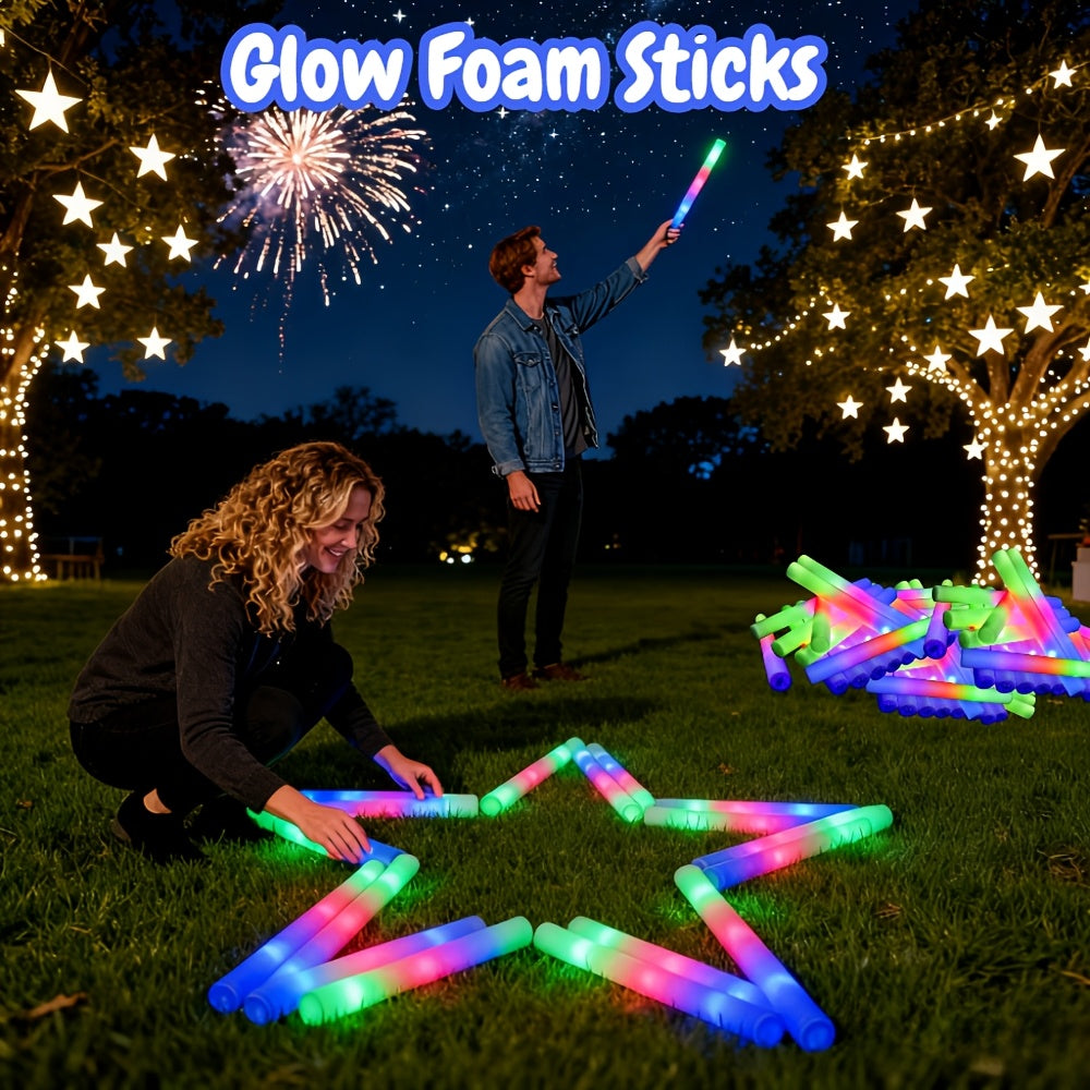 100 Barras Luminosas de Espuma para Recuerdos de Fiesta, 3 Modos de Destello para Barras de Espuma LED, Brillo para Suministros de Fiesta, Perfecto para Decoración del Hogar, Decoración Exterior, Boda para Fiesta, Cumpleaños