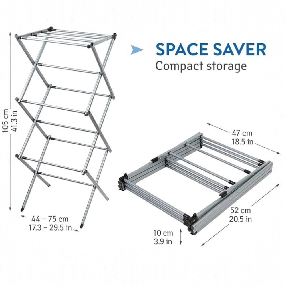 Estructura plegable para secar ropa, estructura de secado de acero portátil, resistente a la corrosión, extensible y ajustable a la cantidad de ropa, estructura de secado de metal vertical plegable con 3 niveles, estructura de secado de ropa extensible pa