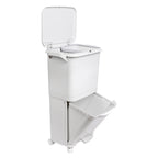 Papelera de reciclaje de clasificación selectiva con pedal. ruedas y asa de doble 38/42L
