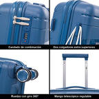 Maleta de cabina de 55x38x22cm (44L) de polipropileno - Candado incorporado - 20 pulgadas