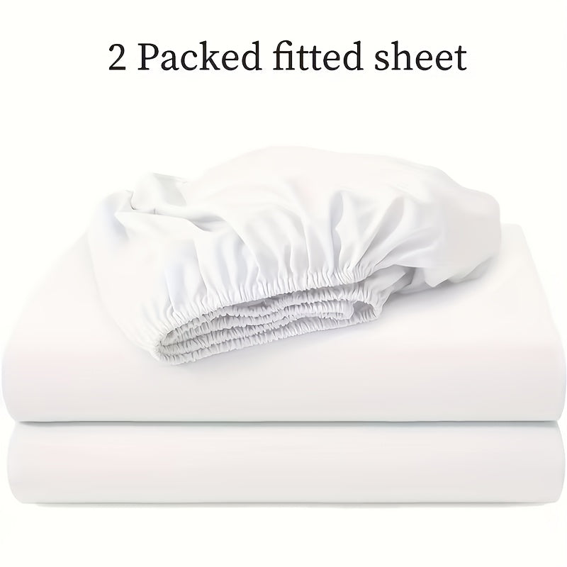 Juego de 2 Sábanas Ajustables, Faldón de 30 cm, Hipoaergénicas, Transpirables, Adecuadas para Dormitorios, Residencias y Habitaciones de Invitados, Lavables a Máquina, Esquinas Elásticas, Adecuadas para Todas las Estaciones, Funda Nórdica No Incluida, Reg