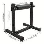 Soporte de sentadilla con pierna ajustable con rueda - Negro, 60,96x56,64x67,06cm, gran capacidad de carga (199,58KG), alfombras antideslizantes, perno de ajuste de altura, ideal para gimnasios y lugares de fitness en casa, sin batería