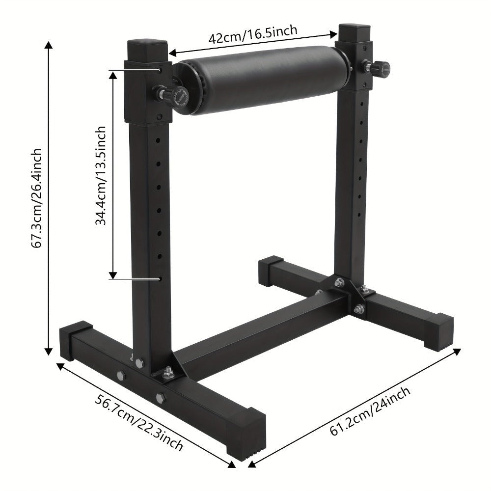 Soporte de sentadilla con pierna ajustable con rueda - Negro, 60,96x56,64x67,06cm, gran capacidad de carga (199,58KG), alfombras antideslizantes, perno de ajuste de altura, ideal para gimnasios y lugares de fitness en casa, sin batería