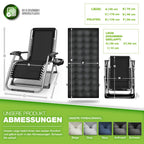 Tillvex® Tumbona Reclinable Plegable hasta 200Kg, Sillón de Sol para Jardín Exterior, Resistente a la Intemperie para Balcón, Jardín y Terraza, Ajustable con Acolchado Grueso, Reclinable, Extra Ancha, con Soporte para Bebidas
