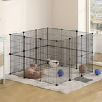 Barraza Compacta para Mascotas Pequeñas - Fácil de Instalar, Recinto Robusto y Expandible con Entrada para Uso Interior/Exterior - Ideal para Cachorros, Conejitos, Gatitos y Más