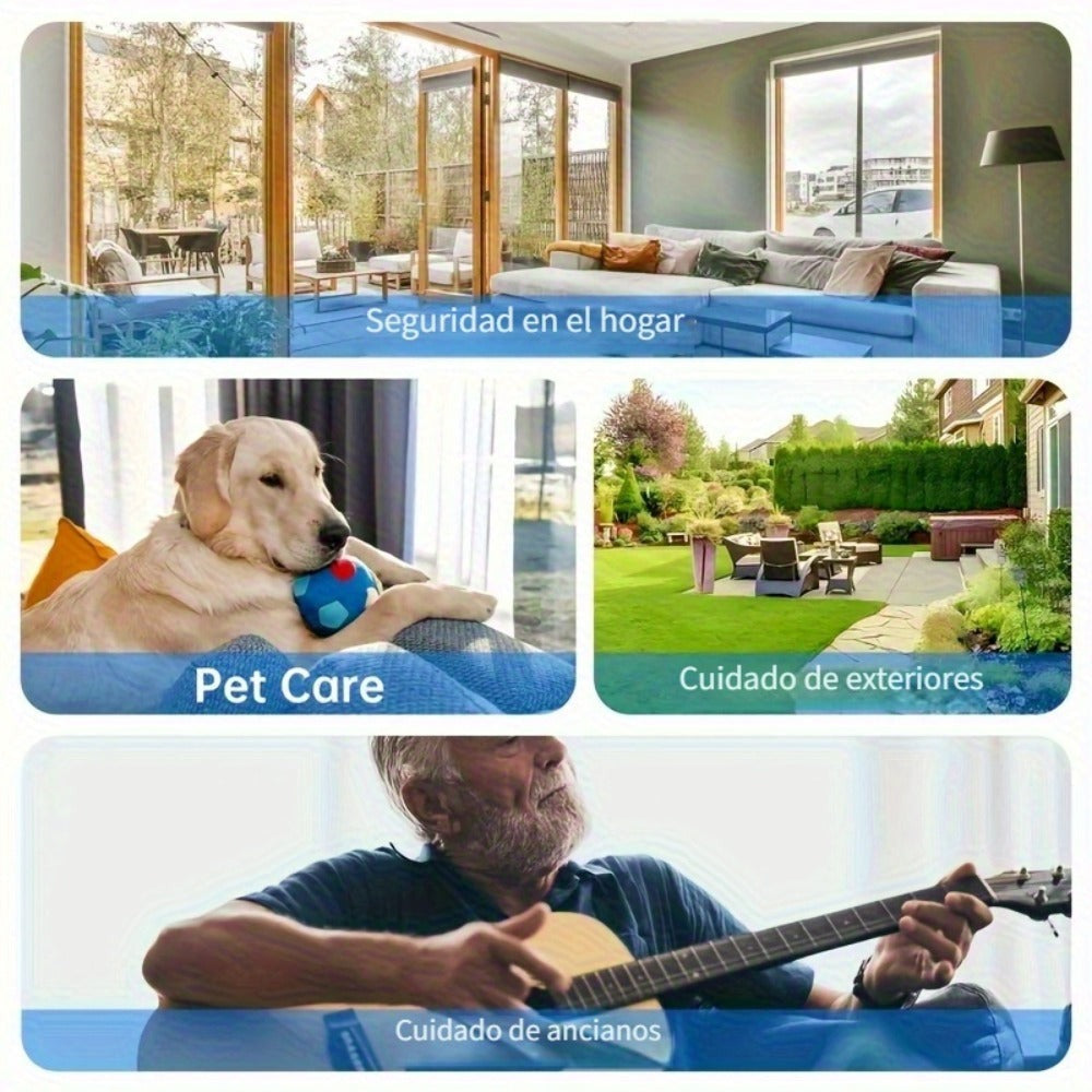 Cámara de Robot para Smartphone HD de 3MP, Cámaras Interiores con Audio y Video, Cámaras de Seguridad Inalámbricas para Interiores y Exteriores, Cámara para Mascotas para Gato Perro, Cámara de Vigilancia de 360 Grados con Visión Nocturna para Dormitorio,