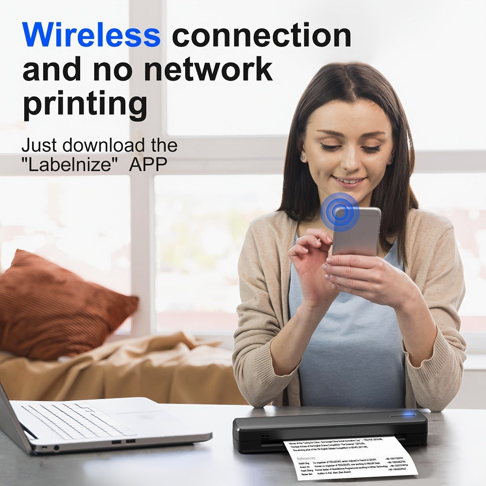 Impresora portátil sin tinta D810B, impresora inalámbrica de viaje, máquina térmica para tatuajes, compatible con papel térmico A4 y carta estadounidense, compatible con teléfonos móviles y portátiles, adecuada para negocios, viajes, oficina y hogar