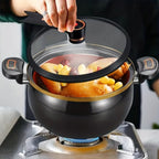 Olla para Sopa Multifuncional de Gran Capacidad 7L para el Hogar, Olla de Hierro Exquisita, Olla para Sopa Multifuncional de Alta Calidad, Artefacto para Guiso Lento Fresco y Tierno, Utensilios de Cocina Perfectos para Reuniones en el Patio al Aire Libre,