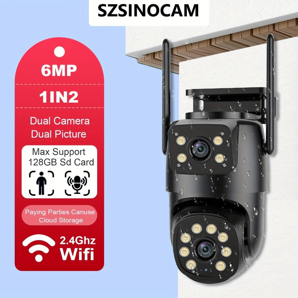 Cámara de seguridad multifuncional inalámbrica para exteriores con wifi, monitoreo de seguridad 2K de alta definición, lente dual, rotación automática, panorámica, inclinación, visión nocturna, detección de movimiento, llamada bidireccional, cámara de seg
