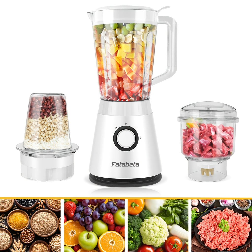 Batidora de Gran Capacidad de 1500ML, Procesador de Alimentos 3 en 1, Picadora de Carne, Licuadora para Cocina Casera y Verduras, Jugos Saludables para el Hogar, Smoothie, Sorbete, Batido, Ice Slushie