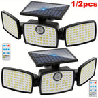 Luz solar LED con sensor de movimiento 2 piezas | Para jardín, patio, garaje y seguridad exterior