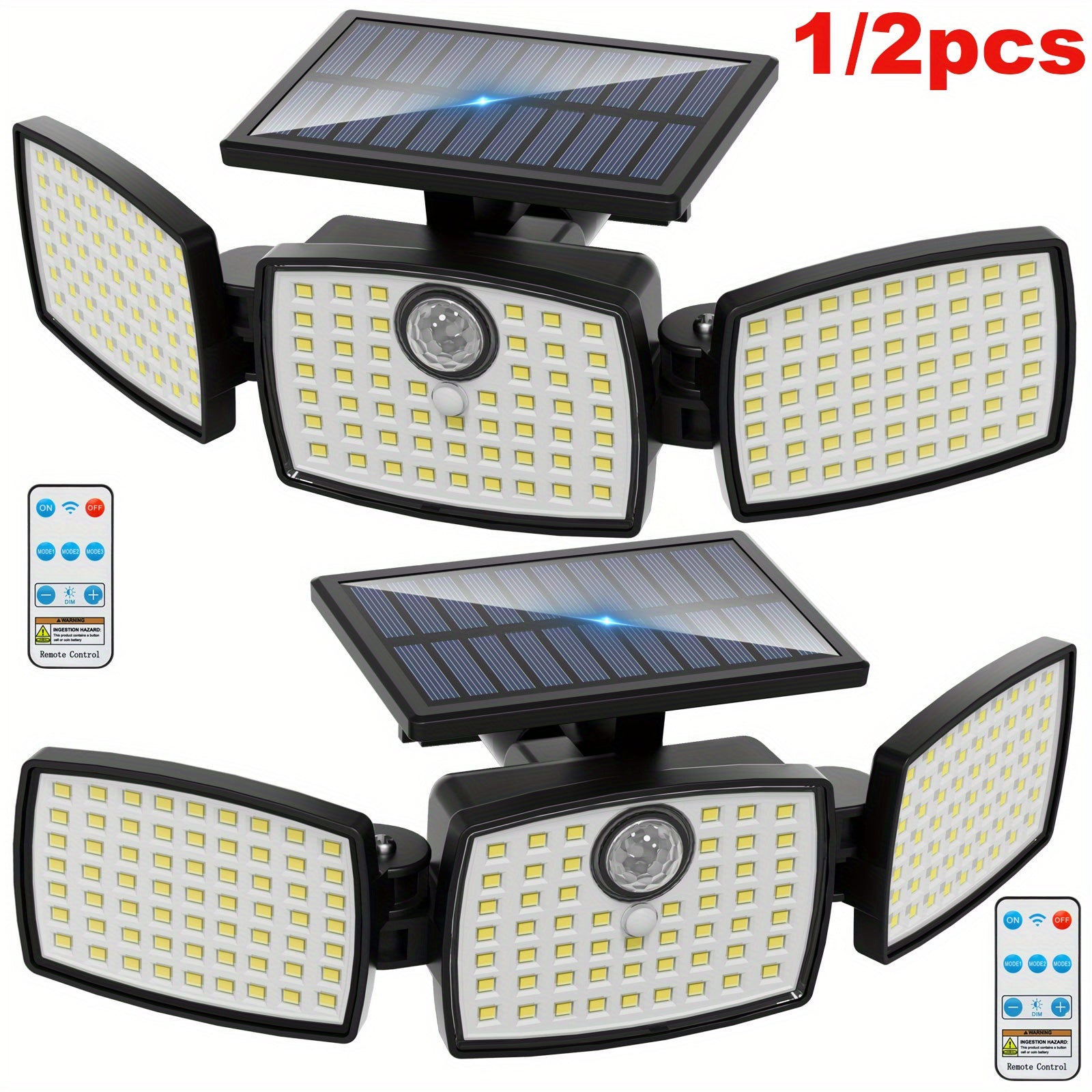 Luz solar LED con sensor de movimiento 2 piezas | Para jardín, patio, garaje y seguridad exterior