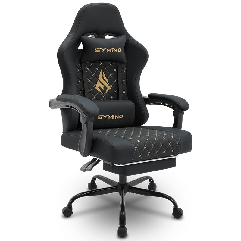 Silla de oficina | Silla Gaming con Reposapiés, Silla Ergonómica para Ordenador y Videojuegos, Silla Giratoria Ajustable para Tareas con Soporte