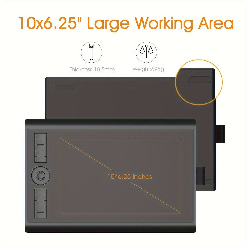 GAOMON M10K Tableta Gráfica Profesional Grande Compatible con Mac y PC, Mesa de Dibujo Grande con Lápiz Óptico sin Batería, 8192 Niveles, 10 Teclas de Acceso Rápido, - Adecuada para Arte Digital, Edición de Fotos, Diseño, para Uso de Oficina