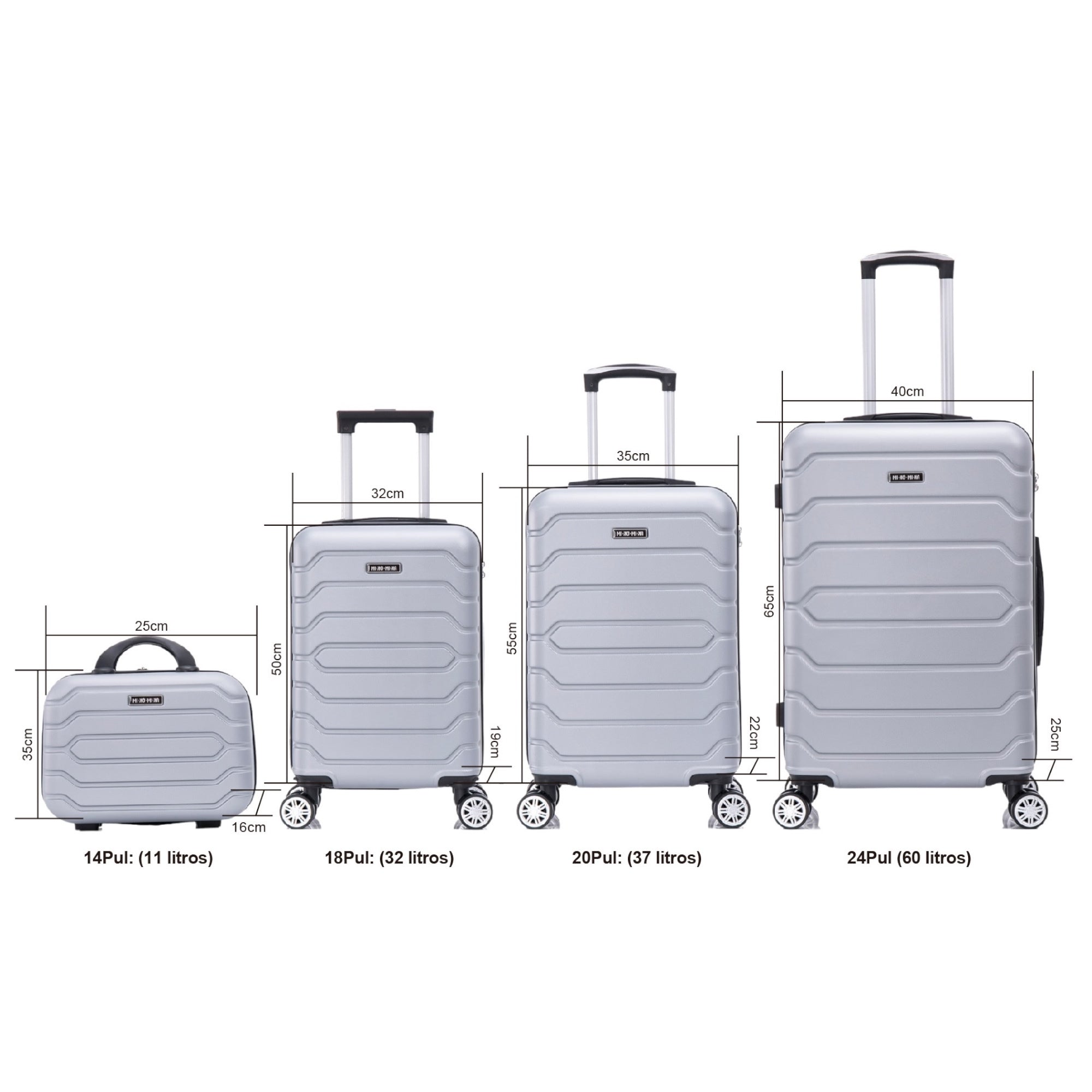 Conjunto de Maletas de Viaje Elegantes: Carcasa Ligera de ABS, Cerradura Numérica, 4 Ruedas Giratorias 360, Asa Telescpica de Aluminio Aleado Juego de Maletas Set Trolley Maleta Cabina ( 6999 8001 8002 )