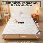 1 Protector de colchón acolchado impermeable, funda de colchón transpirable con correas elásticas para cubre cama (sin funda de almohada), topper de colchón antideslizante para todas las estaciones