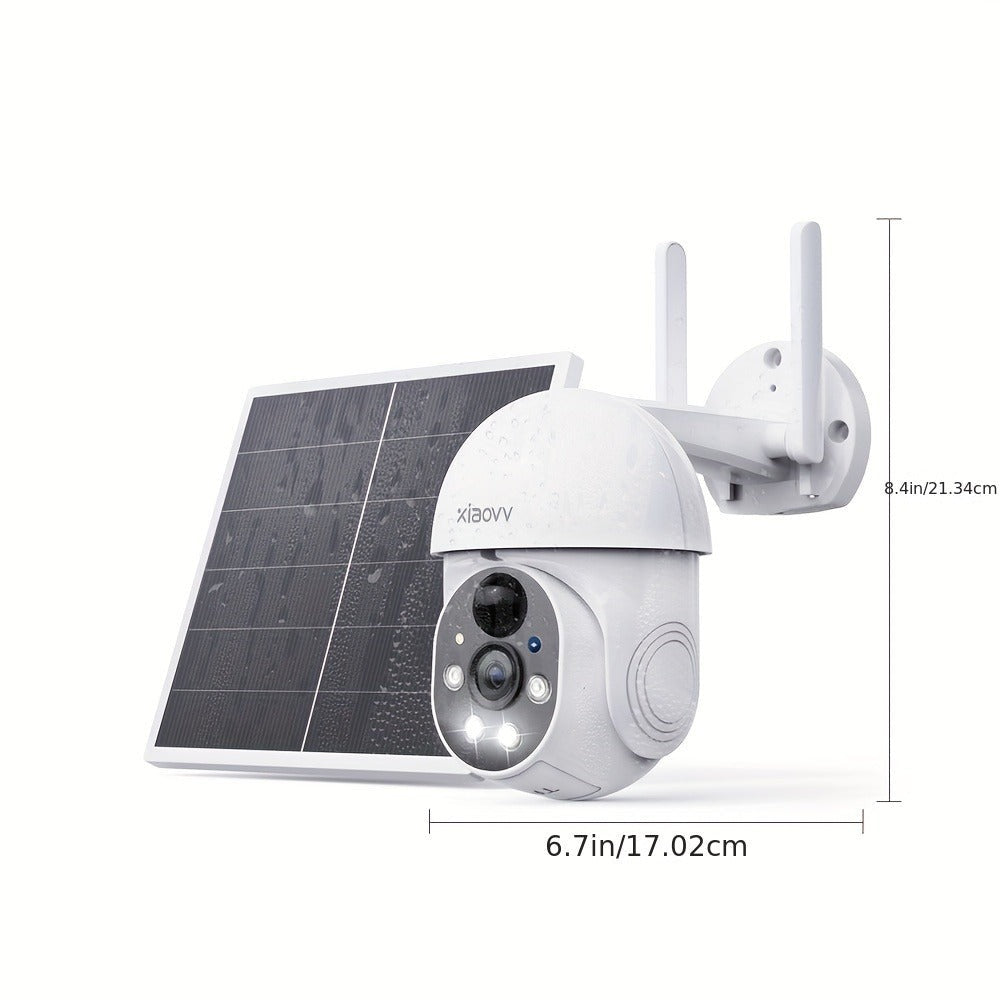 XIAOVV P6 1080P HD Cámara de Seguridad Solar Inalámbrica Wifi de 2.4Ghz con PTZ de 360 Grados, Vigilancia Doméstica a Batería, con Detección de Movimiento, Visión Nocturna a Color y Audio Bidireccional