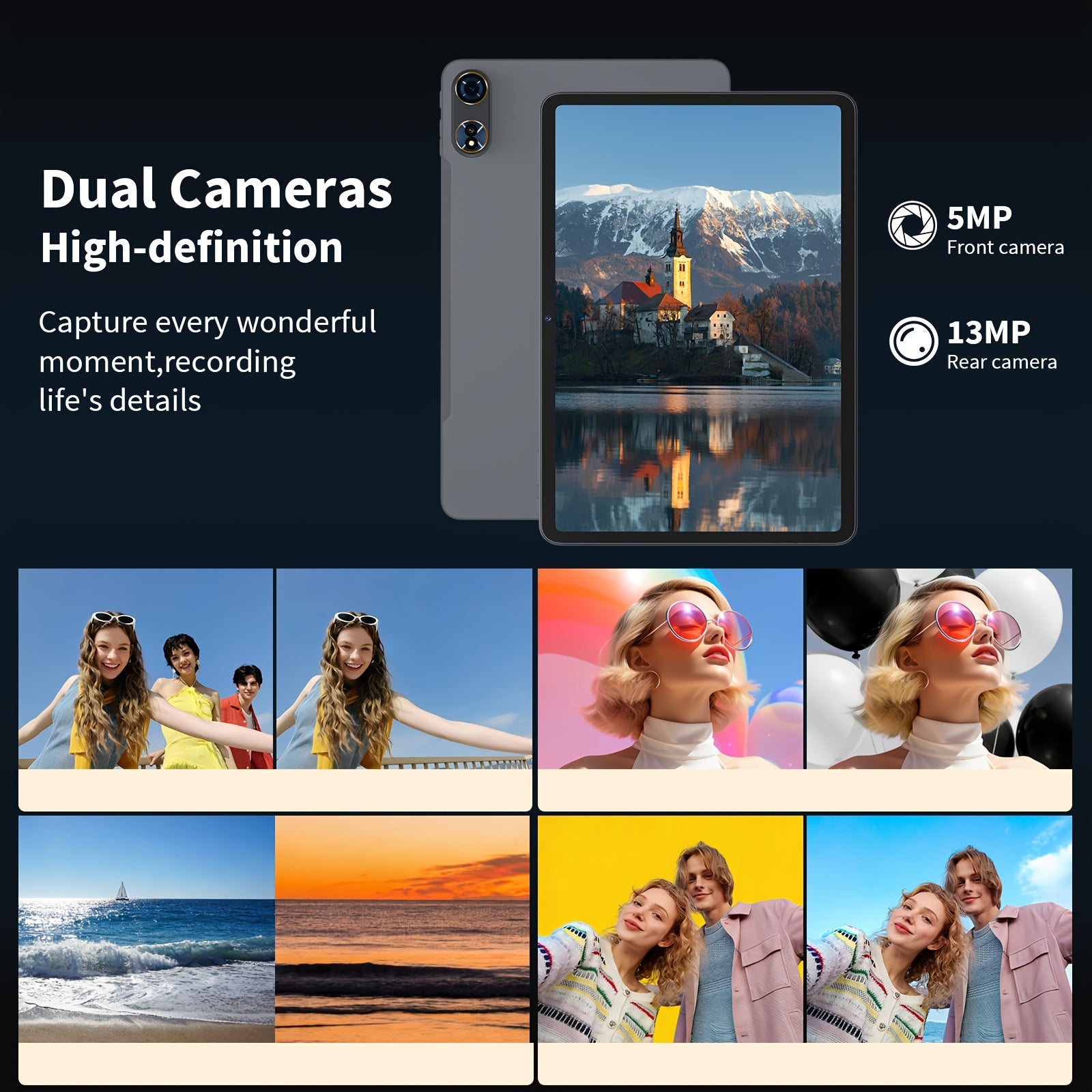 Cámara de seguridad | Tableta Android con sistema Android 16, tableta de 12 pulgadas con teclado, 24 GB (8 GB + 16 GB) RAM + 256 GB ROM, cámara