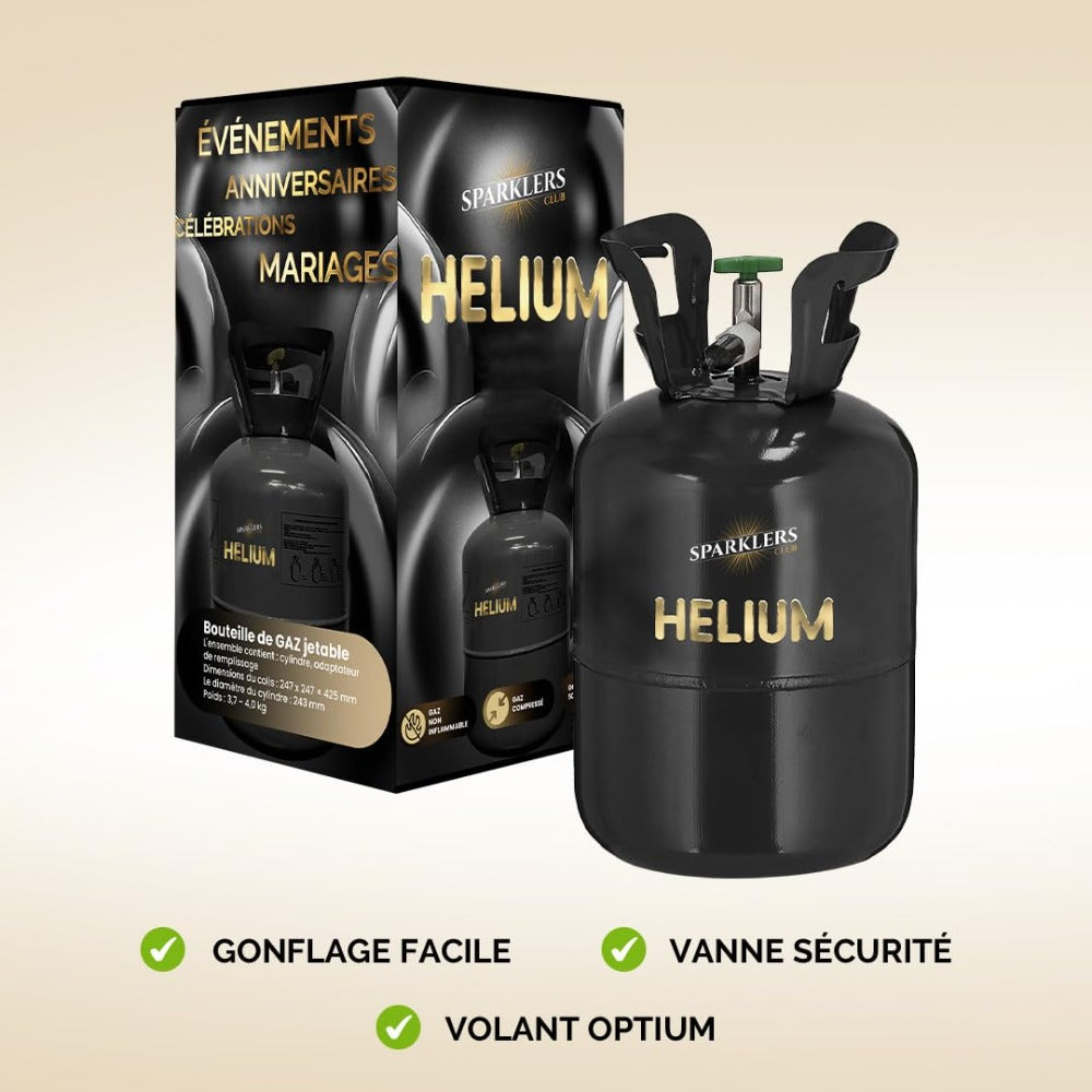 Botella Grande de Helio Gas Helio para 50 Globos - Cilindro Desechable Capacidad 0.40M3 - Ideal para Halloween, Navidad, Bodas, Cumpleaños, Fiestas - Haz que Tus Globos Floten con SPARKLERS CLUB