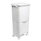 Papelera de reciclaje de clasificación selectiva con pedal. ruedas y asa de doble 38/42L