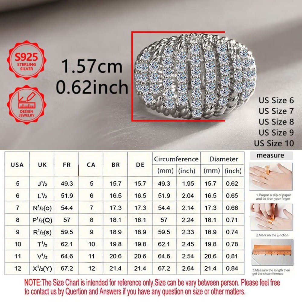 Anillo de moda exquisito para mujer PM:E7 de plata de ley 925, elegante, con estilo y finamente elaborado, engastado con moissanita. Un anillo de joyería de alto valor para mujer, adecuado para viajes de vacaciones y uso diario, y el regalo conmemorativo