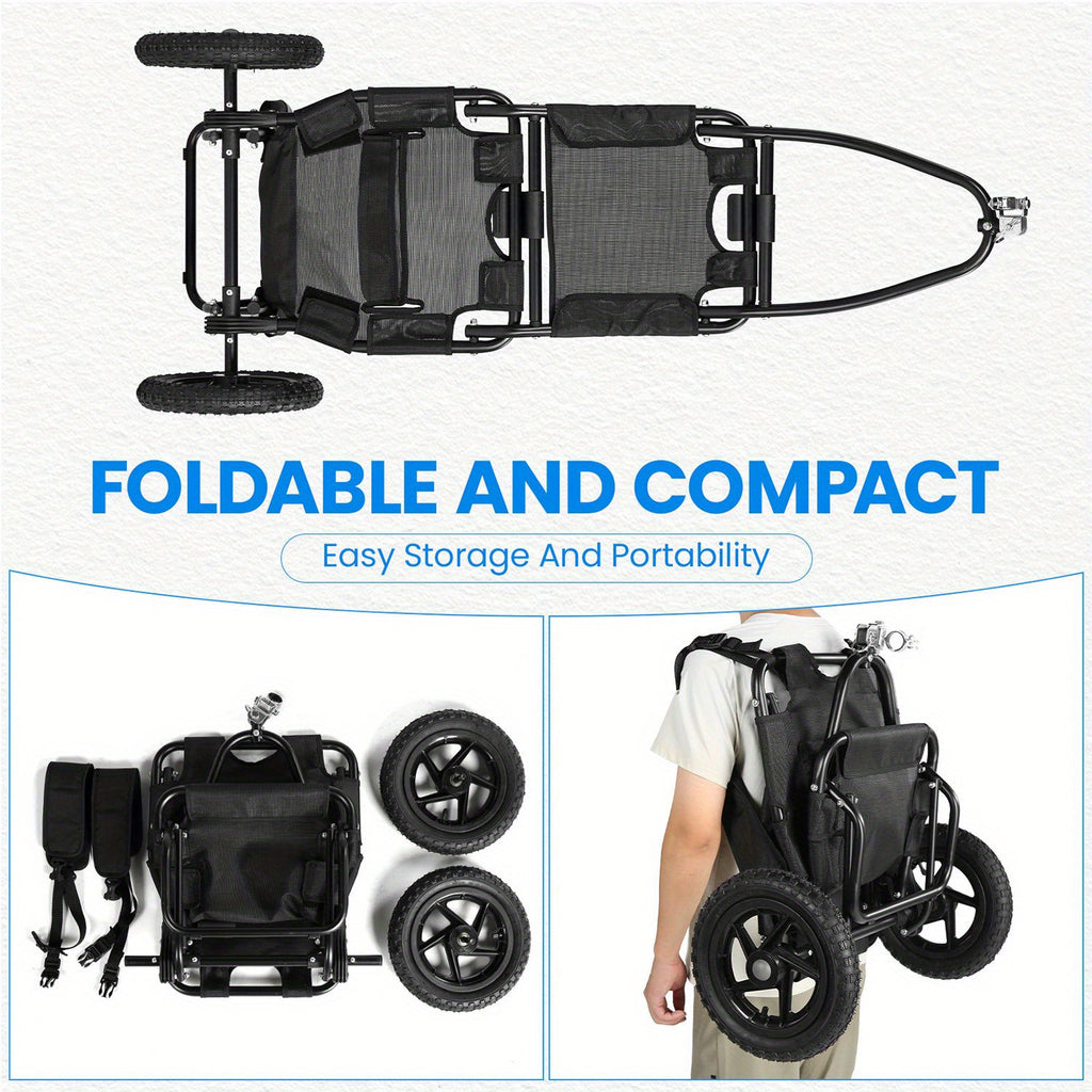 Remolque de carga para bicicleta, remolque 2 en 1 para bicicleta, carrito de compras, carretilla, marco de acero de aleación, ligero y plegable con neumáticos de aire de 30 cm, capacidad de carga de 20 kg