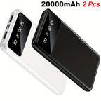 Baterías externas | 20000mAh-2pcs Banco de Energía Móvil de Gran Capacidad, Carga para Dispositivos Móviles, Pantalla LED/ Doble Interfaz de