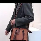 Conjunto de 4 piezas de bolsos para mujer, moderno y versátil, incluye bolso tote retro, bolso cruzado de hombro, bolso de mano, billetera, bolso tote grande de PU con cera de aceite, borlas, ideal para el día a día, viajes y como regalo